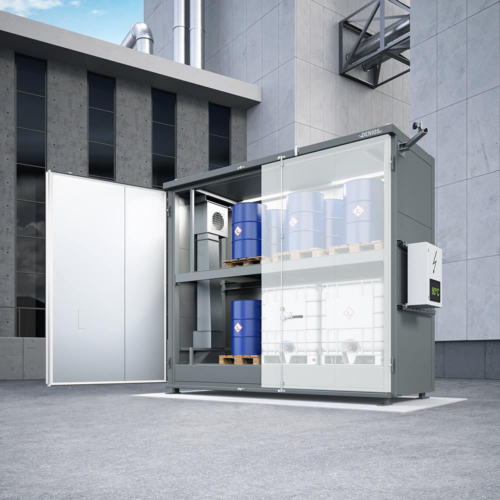 DENIOS heat chamber WK with 4 compartments on 2 adjustable levels