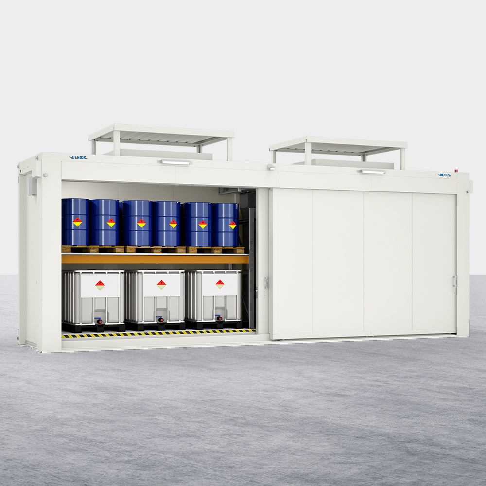 DENIOS Fire Protection Bearing RFP SD OP for Organic Peroxides, Rack Storage with Sliding Gates