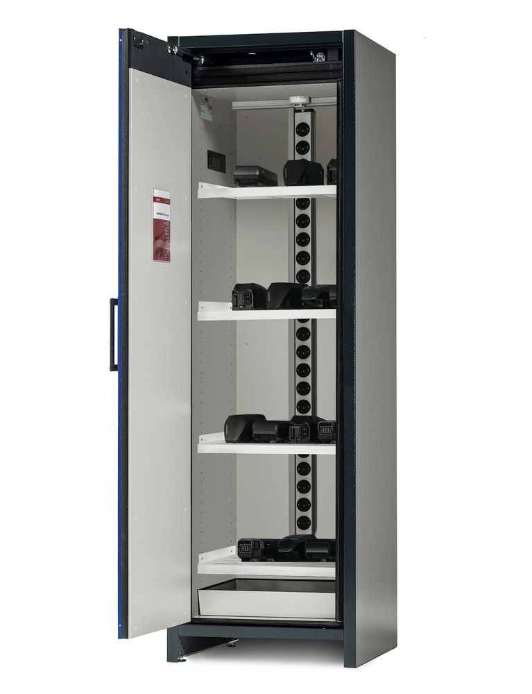 image: asecos batteriskab SmartStore-Compact 2.0, til opladning af lithium-ion-batterier, 4 hylder,B 600 mm