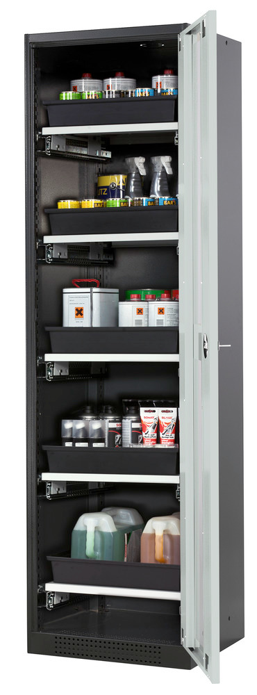 Armoire pour produits chimiques Systema-T CS-55RG, anthracite / grise, 5 étagères coulissantes
