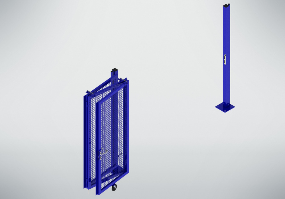image: Sist. pareti divisorie 9200, porta a soff. su 1 lato, tre batt., L 3000, H 2200mm, blu oltremare