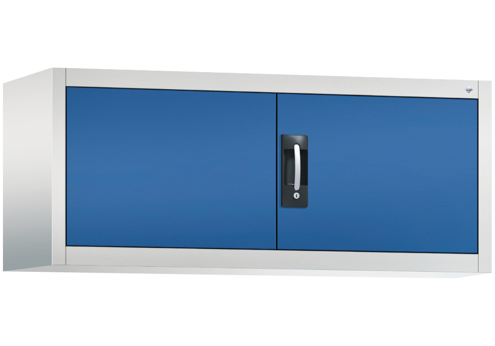 Armadio C+P Acurado con porte a battente, con sopralzo, 1200 x 400 x 500 mm, grigio chiaro/blu genz.