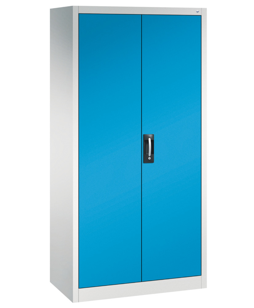Armadio C+P Acurado, porte a batt., per documenti/guardaroba, 930 x 500 x 1950mm, gr.chiaro/blu gen.