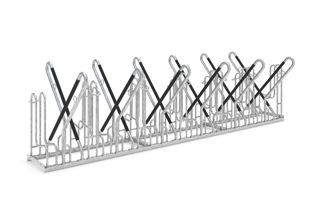 image: Rastrelliera per bici 4722 XBF, staffe rialzate,L 3240mm, collocazione libera, 12 posti