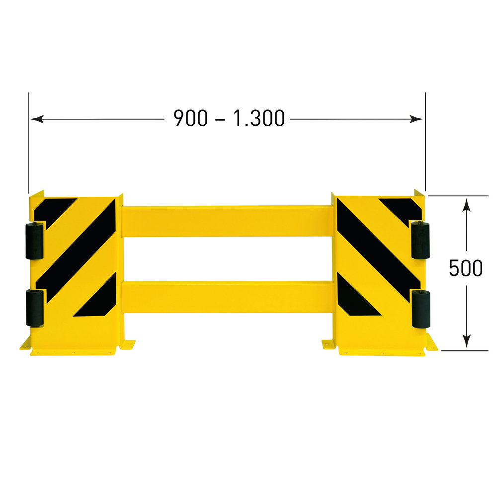 Profilo paracolpi a C per scaffal., con ruote scorr., estr. fino a 1300 mm, rivestito in plastica