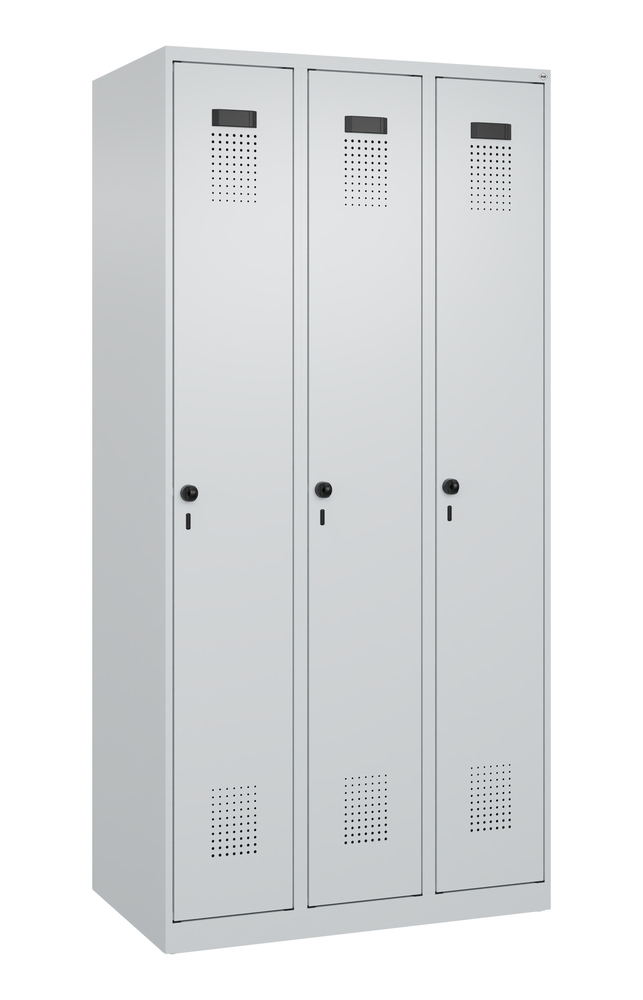 C+P Kleiderspind Cabo-Plus, 3 Abteile, 900 x 500 x 1850 mm, grau bodenstehend