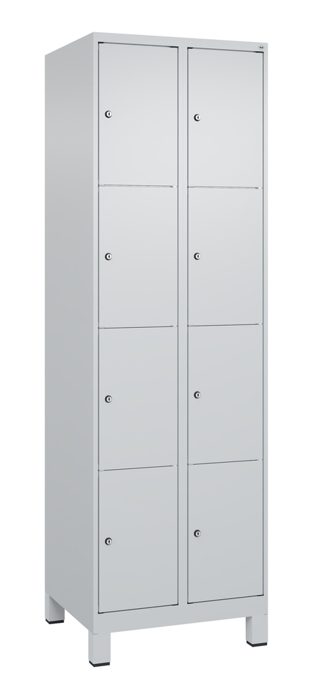 image: Armadio Cabo C+P con cass. di sicurezza, su piedini, 8 scomparti, 610x500x1950mm, grigio/grigio