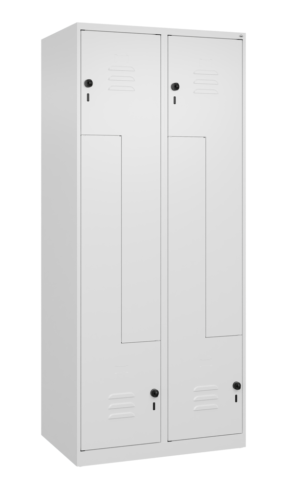 Arm. spogliatoio Cabo C+P, suddiv. in scomparti a Z, 2 scomp.x4pers., 820x510x1850mm, bianco traf.