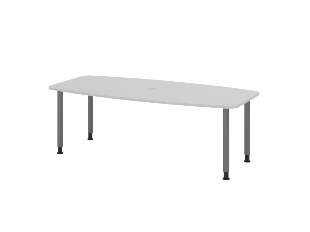 Tavolo per conf., piano a botte, struttura su quattro gambe, 2200 x 1030/830 x 720mm, grigio/grafite