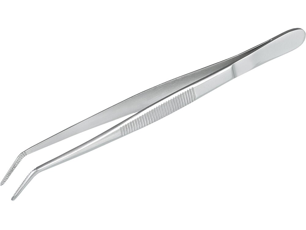 image: Pincet af rustfrit stål, spids, vinklet form, 160 mm