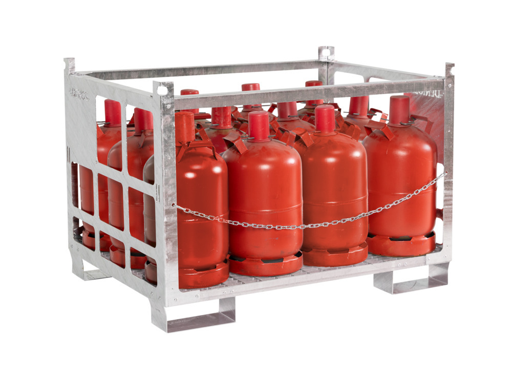 image: Gasflaskepalle af galv. stål, til 12 gasflasker med maks. Ø: 300 mm