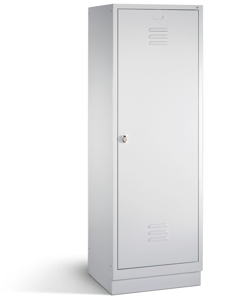 Vestiaire Cabo, avec 2 compartiments, L 610, P 500, H 1800 mm, avec socle, gris, 1 porte
